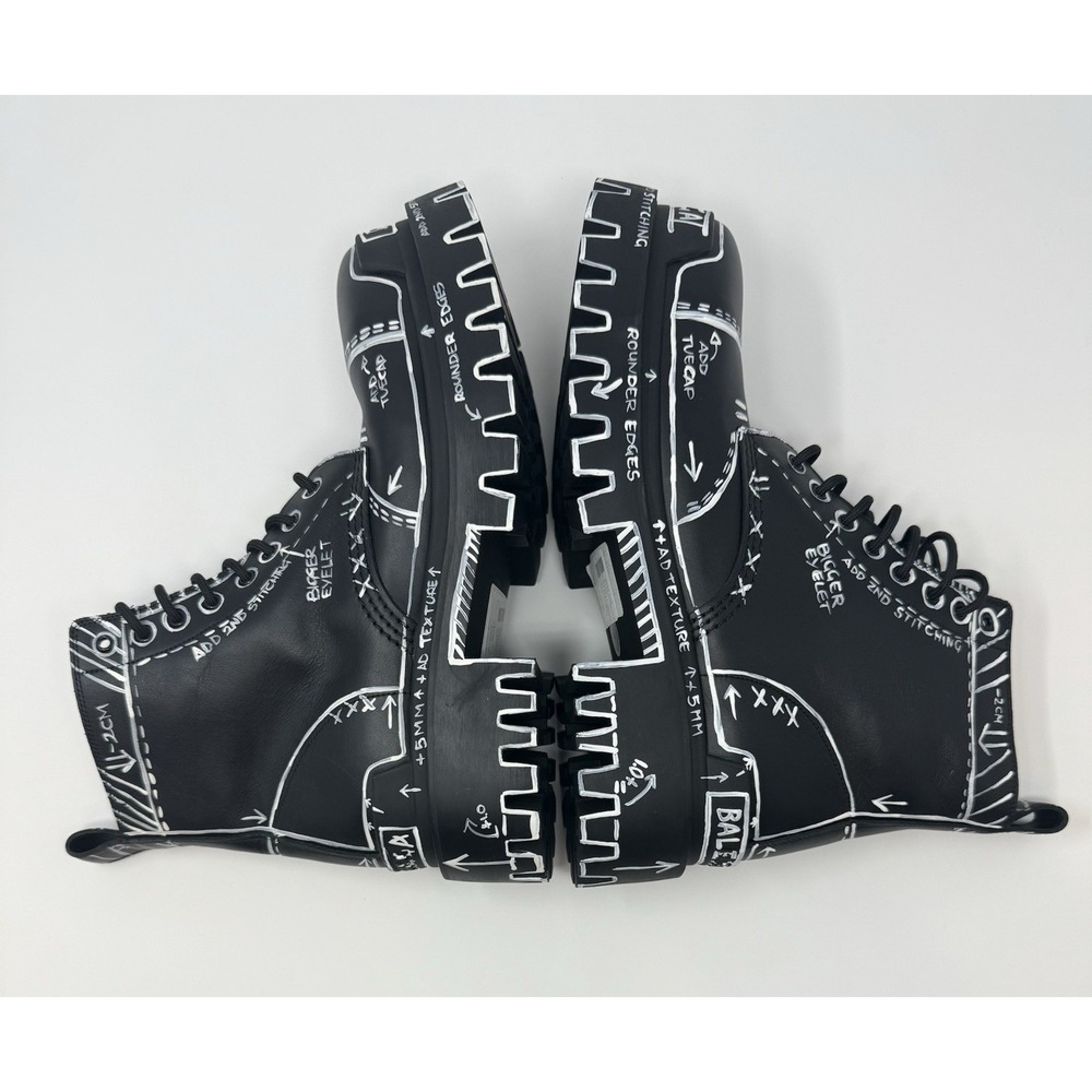 Balenciaga Strike Lace Up Graffiti Boots Size 9 US 42 EU - Picture 3 of 9